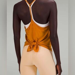 Lululemon Modal-Silk Tie Back Yoga Tank Top in Autumn Orange Size 6